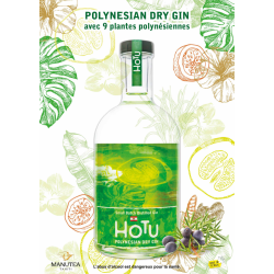 HOTU, Polynesian Dry Gin with 9 Plants from Tahiti - 42° (70cL)